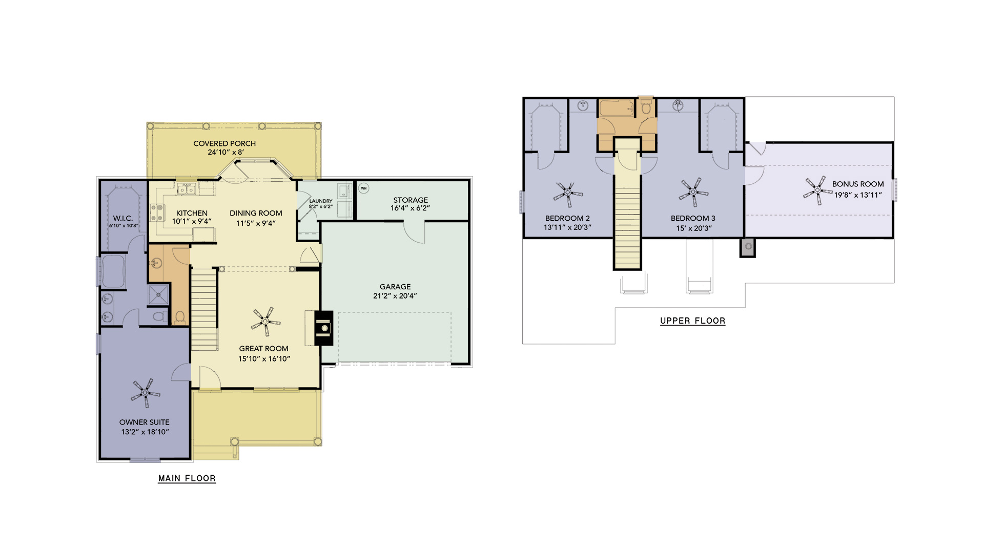 Quail floor plan rendering Core Homes Chattanooga builder